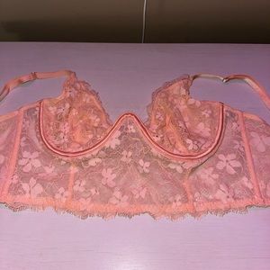 Victoria’s Secret coral unlined floral corset bra | 32C